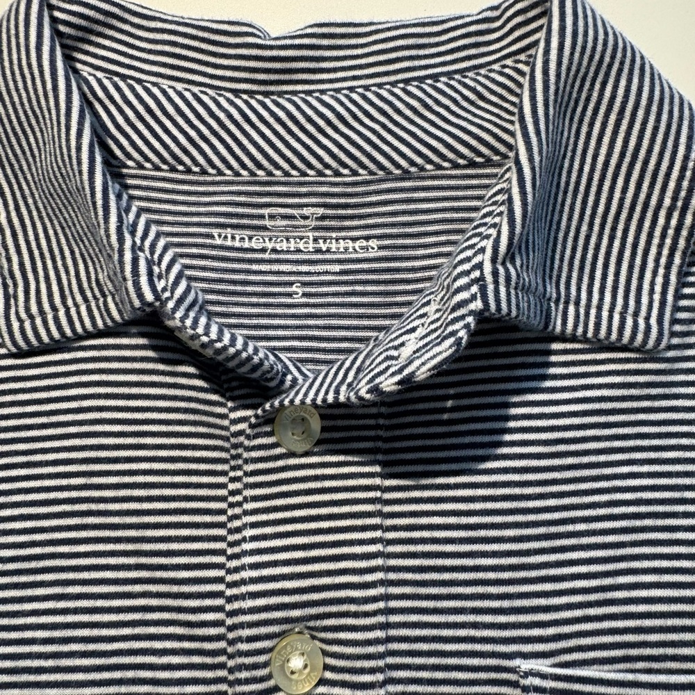 Vineyard Vines Boys Striped Polo Shirt in Navy and White